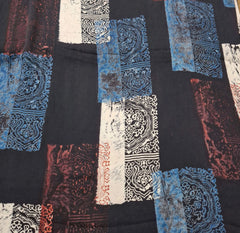 Black Geometric Patchwork Modal Satin Ajrak Printed