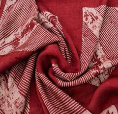 Maroon Abstract Modal Satin Ajrak Printed