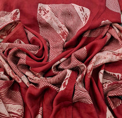 Maroon Abstract Modal Satin Ajrak Printed