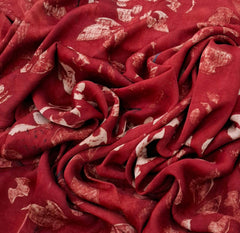 Maroon Floral Modal Satin Ajrak Printed