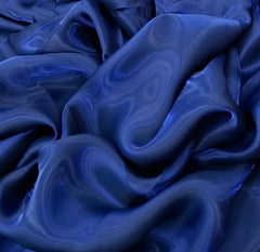 Navy Blue & Black Plain Liquid Organza