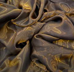 Gold & Grey Plain Liquid Organza