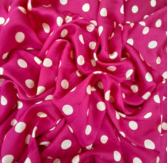 Rani Pink Off White Polka Dot Modal Satin Printed