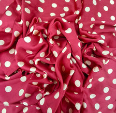 Maroon Cream Polka Dot Modal Satin Printed