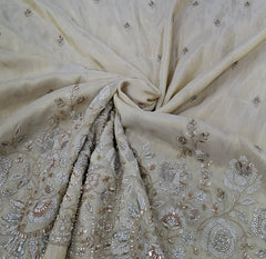 Natural Gold Floral Cut Dana Daman Embroidered Tissue