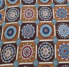 Brown Geometric Position Print Embroidered Crepe
