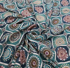 Sea Green Geometric Position Print Embroidered Crepe