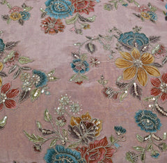 Pastel Pink Floral Position Print Embroidered Tissue