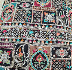 Black Ethnic Multicolour Embroidered Georgette