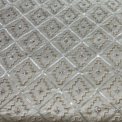 Natural Gold Sequins Zari Symmetrical Tissue Embroidery