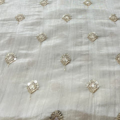 Natural Gold Sequins Zari Butti Tissue Embroidery