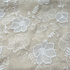 Cream Floral Applique Pure Organza Embroidery
