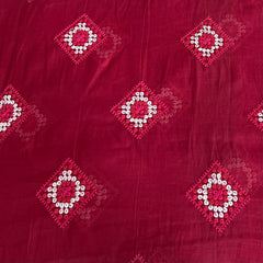 Rani Pink Diamond Multicolor Thread Mul Chanderi Embroidery