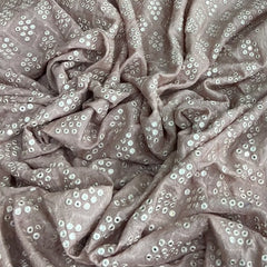 Pastel Pink Thread Mirror Work Slub Silk Embroidery