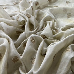 Natural Gold Sequins Zari Butti Tissue Embroidery