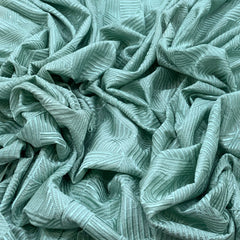 Pastel Green Geometrical Chanderi Sequins Thread Embroidery