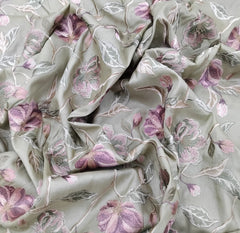 Pista Green Floral Thread Pure Tussar Embroidery
