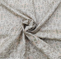 Beige Ethnic Thread & Sequin Pure Tussar Embroidery