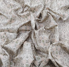 Beige Ethnic Thread & Sequin Pure Tussar Embroidery