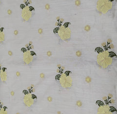 Beige Floral Butta Thread Pure Tussar Munga Embroidery