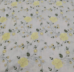 Beige Floral Jal Thread Pure Tussar Munga Embroidery