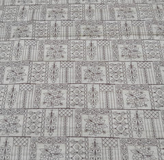 Beige & Maroon Floral Thread Pure Tussar Embroidery