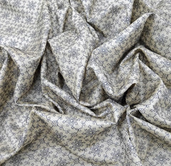 Beige & Grey Abstract Floral Thread Pure Tussar Embroidery