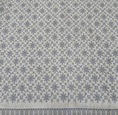 Beige & Grey Abstract Floral Thread Pure Tussar Embroidery
