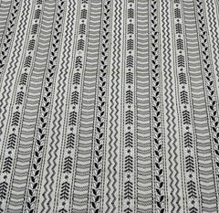 Natural Beige Geometric Stripes Thread Pure Tussar Embroidery