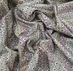 Natural Beige Vertical Stripes Thread Pure Tussar Embroidery