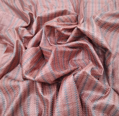 Onion Pink Stripes Thread Pure Tussar Embroidery