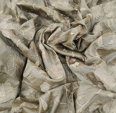Pastel Green Floral Thread Chanderi Silk Embroidery
