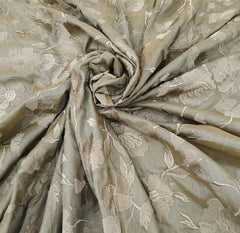 Pastel Green Floral Thread Chanderi Silk Embroidery