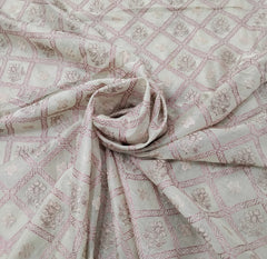 Off White Floral Thread Chanderi Embroidery