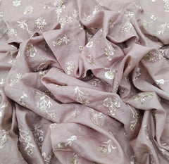 Pastel Pink Floral Butta Thread Zari Chanderi Silk Embroidery