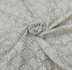 Natural Beige Leaf Thread Pure Munga Silk Embroidery
