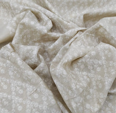 Natural Beige Floral Thread Pure Munga Silk Embroidery
