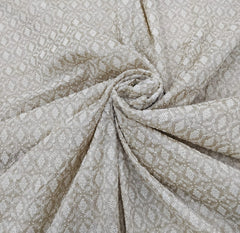 Natural Beige Floral Diamond Thread Pure Tussar Embroidery