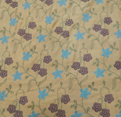Mustard Yellow Floral Thread Chinia Silk Embroidery