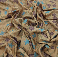 Mustard Yellow Floral Thread Chinia Silk Embroidery