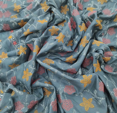Cement Grey Floral Thread Chinia Silk Embroidery