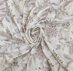 Natural Gold Floral Jal All Over Tissue Cut Dana Embroidery