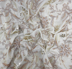 Natural Gold Floral Jal All Over Tissue Cut Dana Embroidery