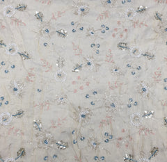 Natural Gold Floral Jal All Over Multicolour Tissue Cut Dana Embroidery