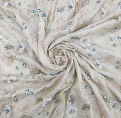 Natural Gold Floral Jal All Over Multicolour Tissue Cut Dana Embroidery