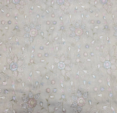 Natural Gold Floral Jal All Over Multicolour Tissue Embroidery