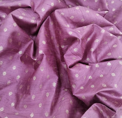 Mauve Floral Zari Butti Pure Raw Silk Brocade