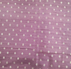 Mauve Floral Zari Butti Pure Raw Silk Brocade