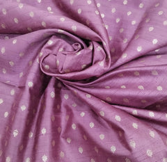 Mauve Floral Zari Butti Pure Raw Silk Brocade