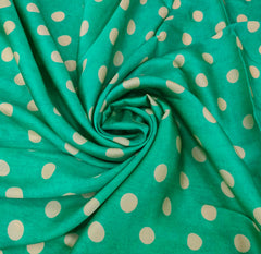 Sea Blue Polka Dot Modal Satin Printed